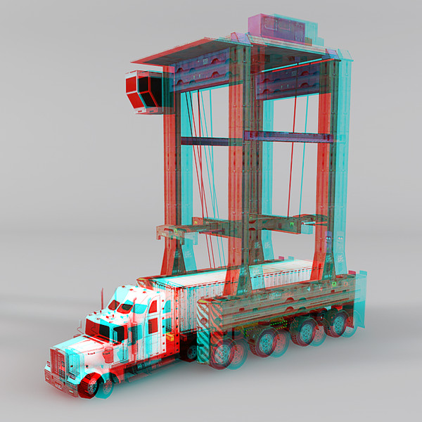 3d model gantry crane truck container - Gantry Crane with Truck (Container Terminal) by NesAn Studio