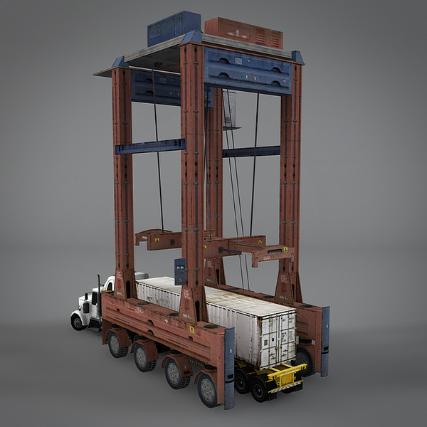 3d model gantry crane truck container - Gantry Crane with Truck (Container Terminal) by NesAn Studio
