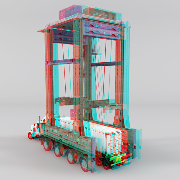 3d model gantry crane truck container - Gantry Crane with Truck (Container Terminal) by NesAn Studio