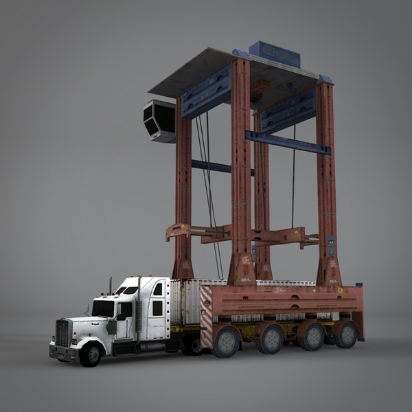 3d model gantry crane truck container - Gantry Crane with Truck (Container Terminal) by NesAn Studio