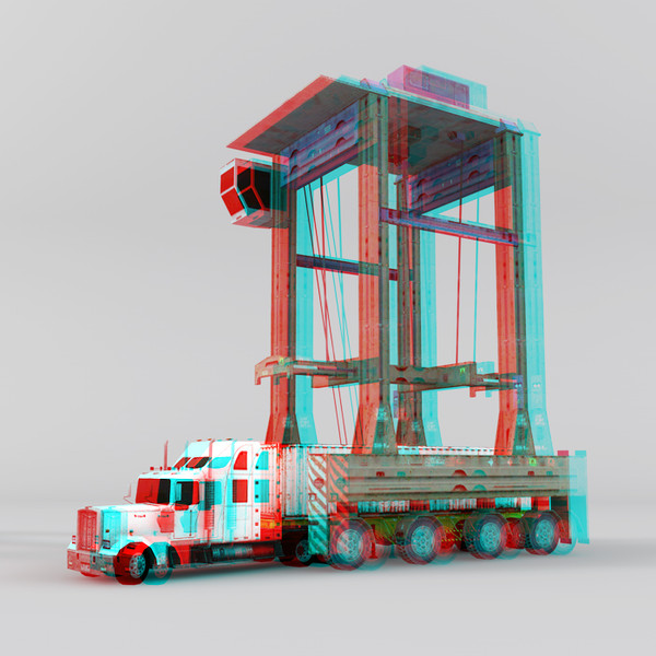 3d model gantry crane truck container - Gantry Crane with Truck (Container Terminal) by NesAn Studio