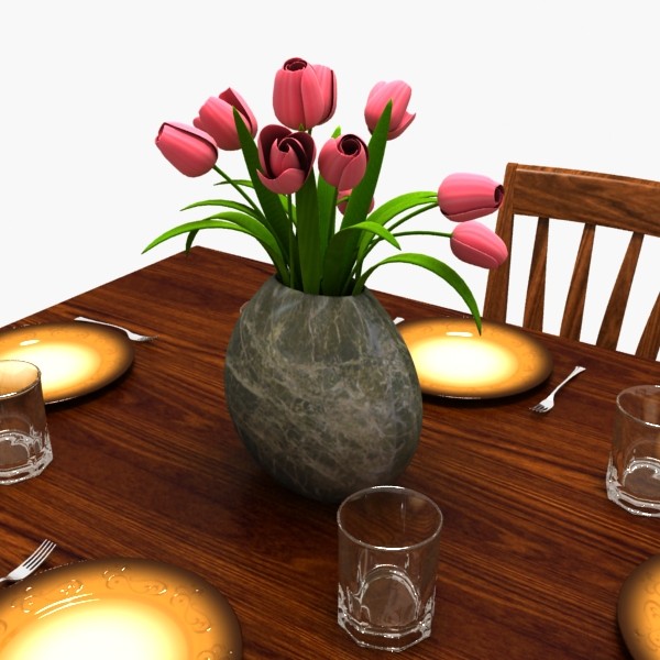 max traditional dinner table - Traditional Dinner Table by Jessup3D