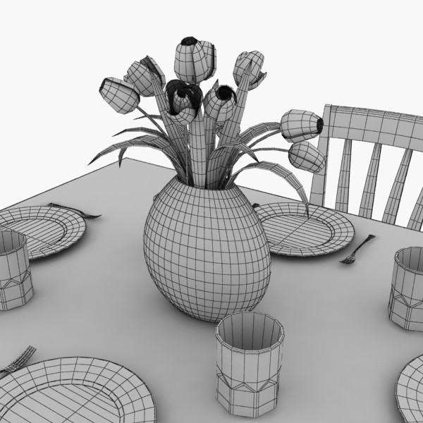 max traditional dinner table - Traditional Dinner Table by Jessup3D