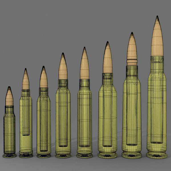 modeled rifle cartridges 3d 3ds - Rifle Cartridges by cAnimator
