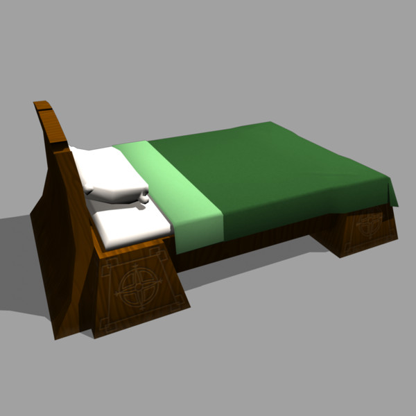 cartoon bed 3d model - Carved Bed by Grimpopo