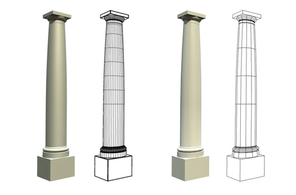 roman tuscan order vitruvius 3d model - Vitruvius Tuscan Roman order column with pedestal high low poly by johnjohnson