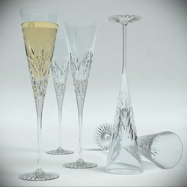 cut glass champagne 3d dxf - Champagne Glass by Gravistar