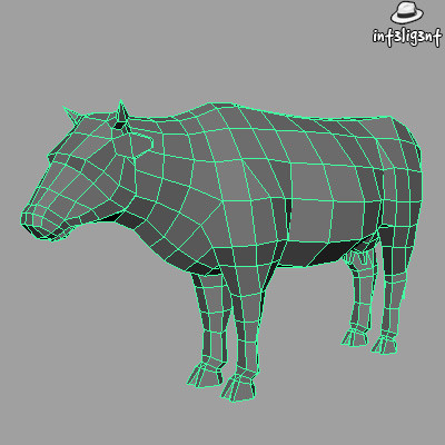 edge loop 3d model - Low Poly Cow by Int3lig3nt