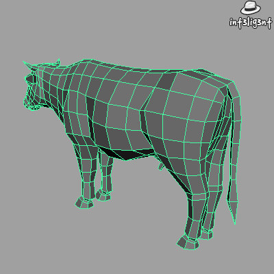 edge loop 3d model - Low Poly Cow by Int3lig3nt