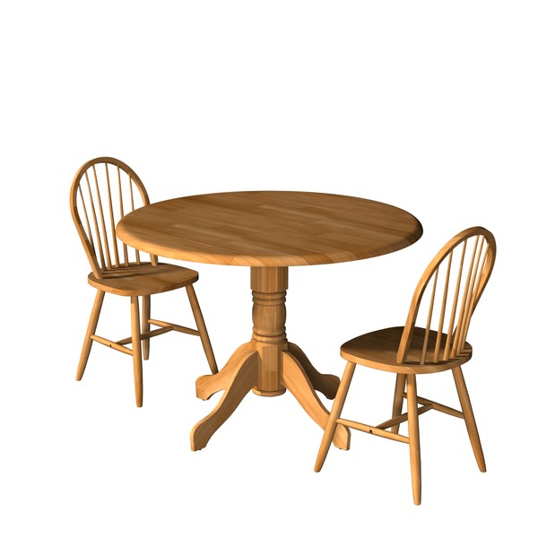 3d garden chairs table model - Round Table and two chairs by Triood