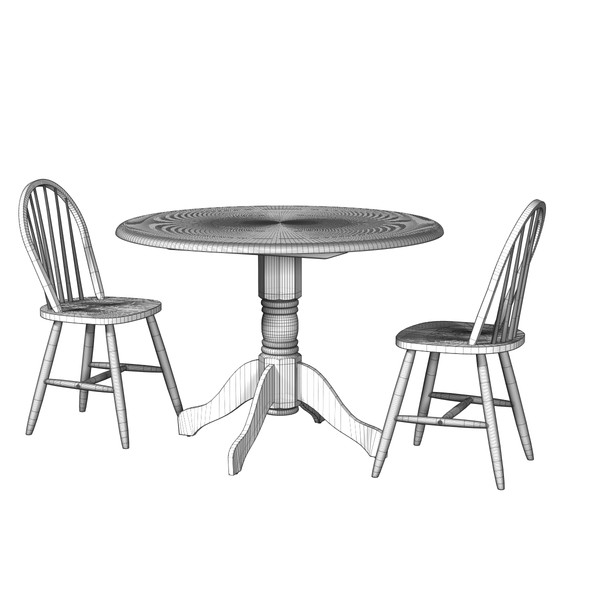 3d garden chairs table model - Round Table and two chairs by Triood