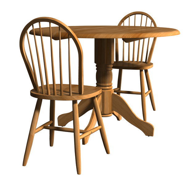 3d garden chairs table model - Round Table and two chairs by Triood
