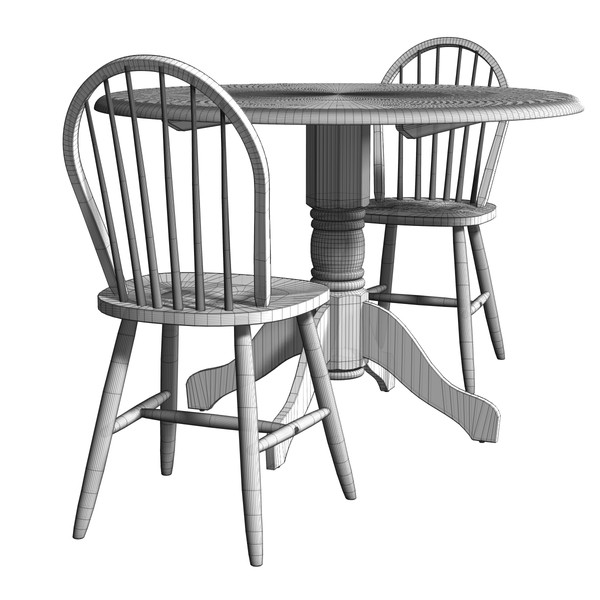3d garden chairs table model - Round Table and two chairs by Triood