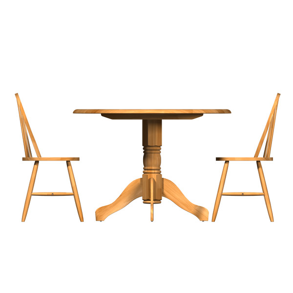 3d garden chairs table model - Round Table and two chairs by Triood