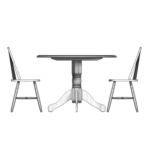 3d garden chairs table model - Round Table and two chairs by Triood