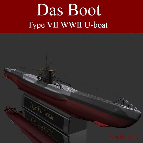 nazi type vii u-boat 3d lwo - Type VII U-boat by jhthomas512