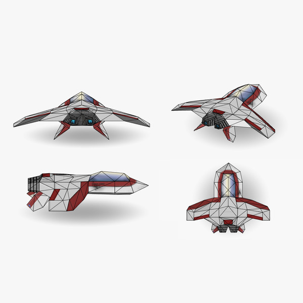 space fighter 2 low-poly 3ds - Space Fighter 2 Low-Poly by BjBachperson7