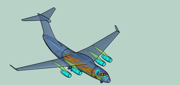 china y-20 large transport 3d dwg - China Y-20 Large Transport Speculative Assembly Model by RodgerSaintJohn