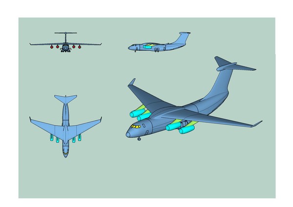 china y-20 large transport 3d dwg - China Y-20 Large Transport Speculative Assembly Model by RodgerSaintJohn