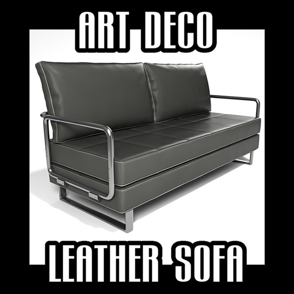 art deco leather sofa 3d model - Art deco leather sofa by btbt