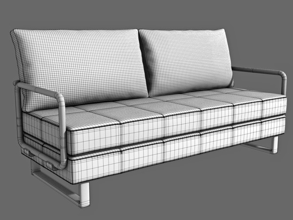 art deco leather sofa 3d model - Art deco leather sofa by btbt