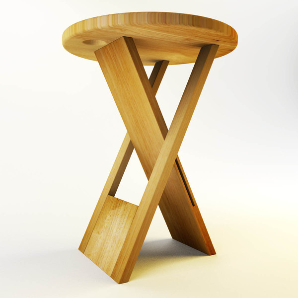 free max model wood stool - Wood Stool by RicardoAfonso