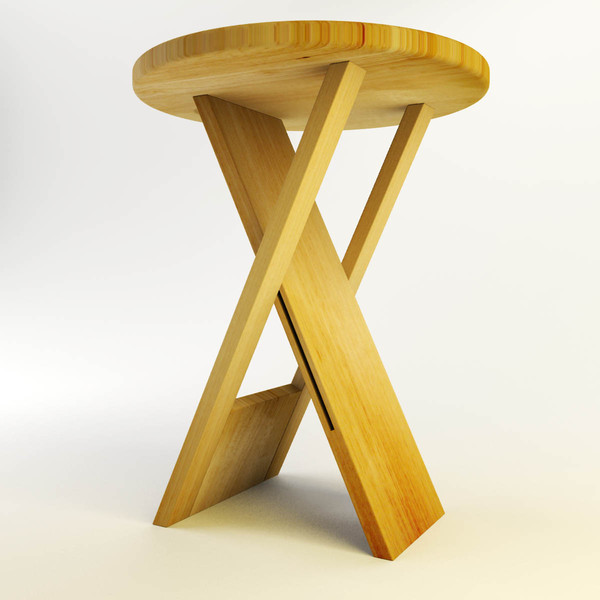 free max model wood stool - Wood Stool by RicardoAfonso
