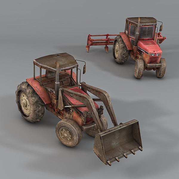 3d tractor industrial plow - Tractors by NesAn Studio