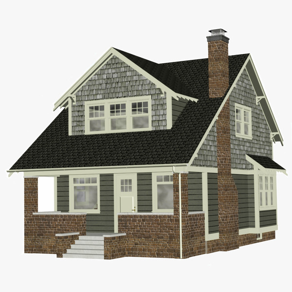 3d craftsman bungalow home house - Craftsman Bungalow... by chaosfractal
