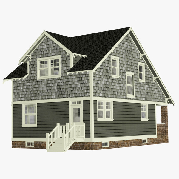 3d craftsman bungalow home house - Craftsman Bungalow... by chaosfractal
