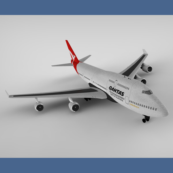 boeing 747-400 qantas 3d c4d - Boeing 747-400 Qantas by hybridVFX