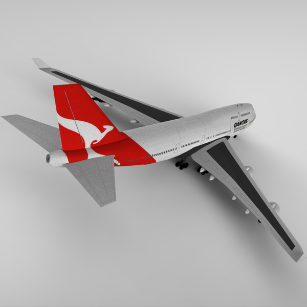 boeing 747-400 qantas 3d c4d - Boeing 747-400 Qantas by hybridVFX