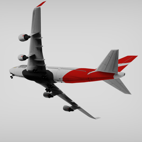 boeing 747-400 qantas 3d c4d - Boeing 747-400 Qantas by hybridVFX