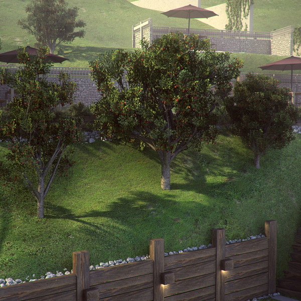 maya apple red tree - Apple with red apples LowPoly tree by RTEwork