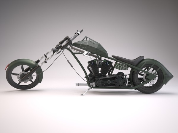 custom chopper bike 3d max - Custom Chopper Bike by android99