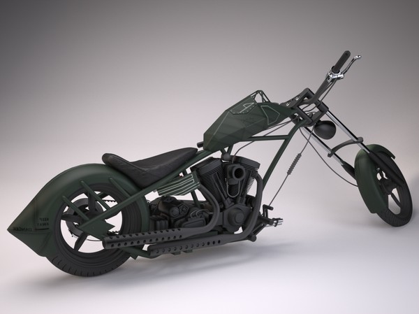 custom chopper bike 3d max - Custom Chopper Bike by android99