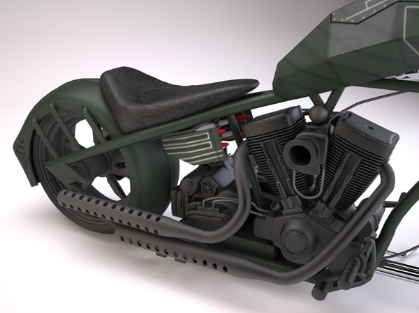 custom chopper bike 3d max - Custom Chopper Bike by android99