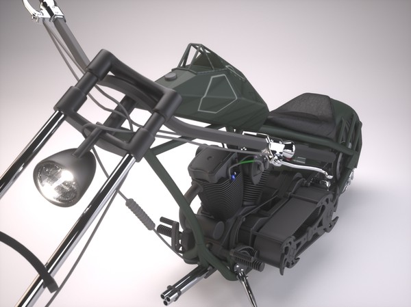 custom chopper bike 3d max - Custom Chopper Bike by android99