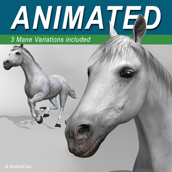 3d model of white looped galloping - Horse ( White ) by MotionCow
