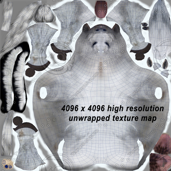 3d model of white looped galloping - Horse ( White ) by MotionCow
