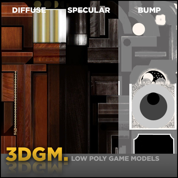 grandfather clock 3d obj - grandfather clock 3DGM by 3D Game Models