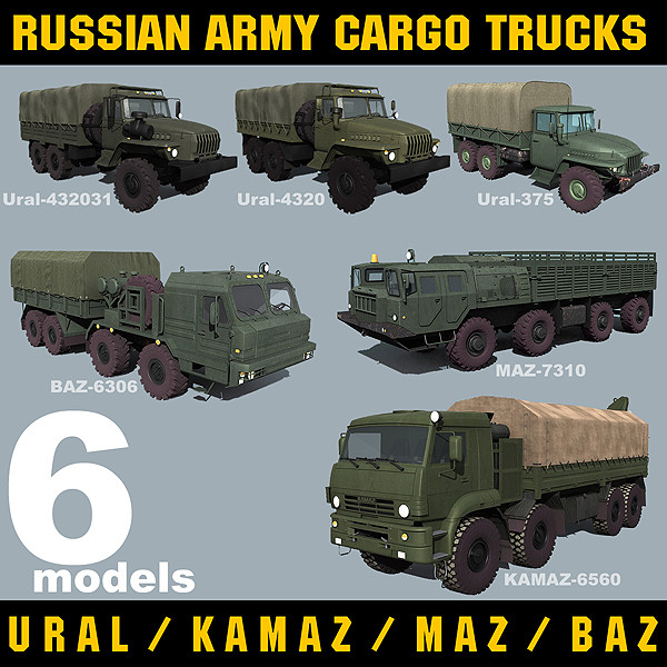 3d military cargo trucks - Russian Army Cargo Trucks by Alex Kontz