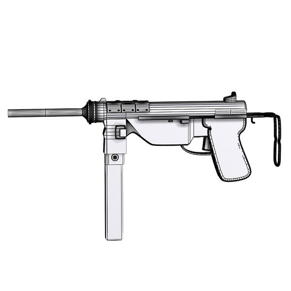 3d model m3 submachine gun pistol - M3 grease gun by Sandu_Bublic