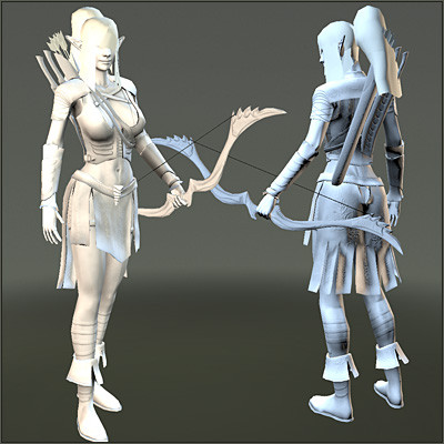 free fantasy elf archer girl character 3d model - Elf Archer Free by ESS Studio