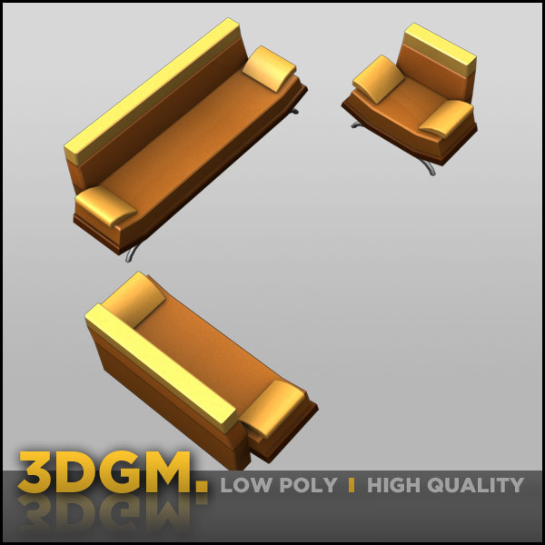 couch retro 3d model - couch retro 3DGM by 3D Game Models