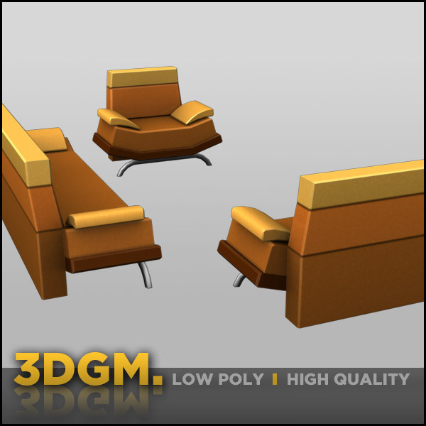 couch retro 3d model - couch retro 3DGM by 3D Game Models
