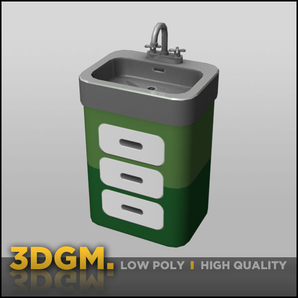 sink retro 3d obj - Sink retro 3DGM by 3D Game Models