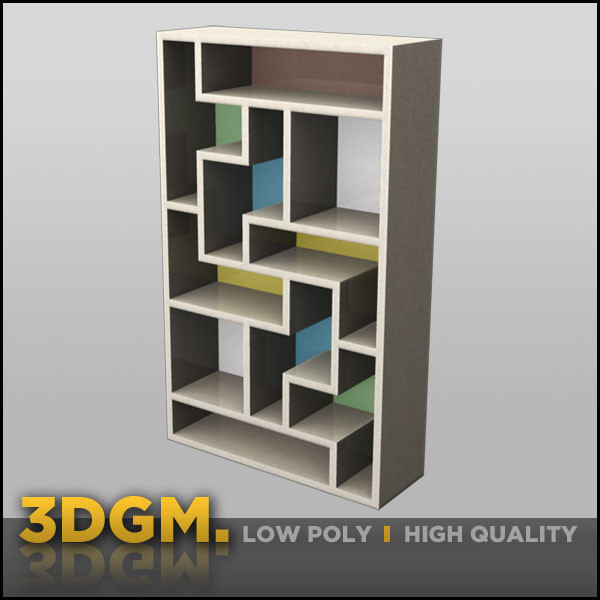 bookcase retro 3d obj - Bookcase retro 3DGM by 3D Game Models