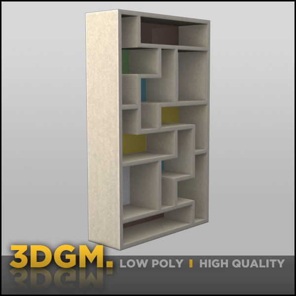 bookcase retro 3d obj - Bookcase retro 3DGM by 3D Game Models