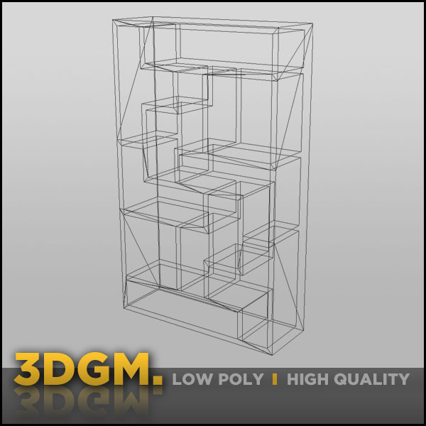 bookcase retro 3d obj - Bookcase retro 3DGM by 3D Game Models